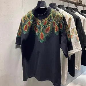 American Retro Loose Casual 2025 Summer Embroidered Round Neck Short Sleeve T-Shirt Unisex Loose Trendy Brand Plus Size