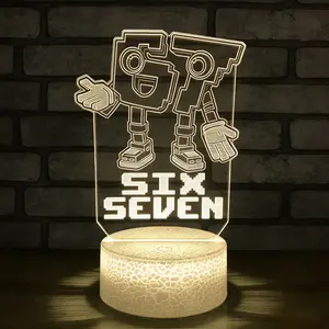3D Digital 67 Crack Night Light Remote Control with Dimmer, Kids Room Decoration for Holiday Birthday Christmas