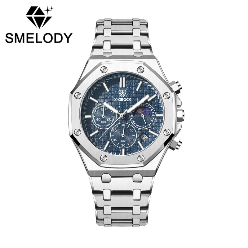 Men's Chic Urban Fashion Analog Quartz Wristwatch - Polygonal Face, Luminous Multifunctional Chronograph, Durable Waterproof Men's Accessories for Everyday Use, Fashion Multifunctional Chronograph