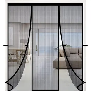 Fiberglass  Double Door Screen,Fit Doors Size 74"x80",Auto Close Screen Door Mesh w/,Patio Doorway Mosquito Net Screens,Self-Closing Doors Cover,Doorway Curtain Mesh Partition
