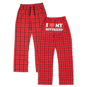 Flannel Plaid Pajama Pants ¨C I Love My Boyfriend Valentine¡¯s Day Gift couples matching pjs, Couple Pajama Pants, Relaxing Nights for Him & Her, Homewear Pajama
