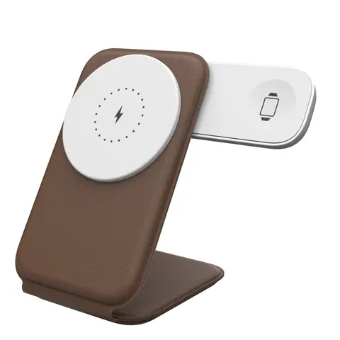 3-in-1 Folding Magnetic Wireless Charger Adapter - Magnetic Charger Base, USB Fast Charging Travel Charging Pad for Mobile, Watch, Earbuds with Cable Compatibility, Overheat Guard Protection