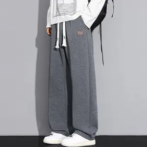 Men's solid color casual sports pants, autumn and winter pocket design long pants, men's daily wear pants, men's style, loose fit drawstring sweatpants, men's casual pants