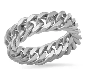 Steel By Design Men's Stainless Steel Cuban Link Band Ring