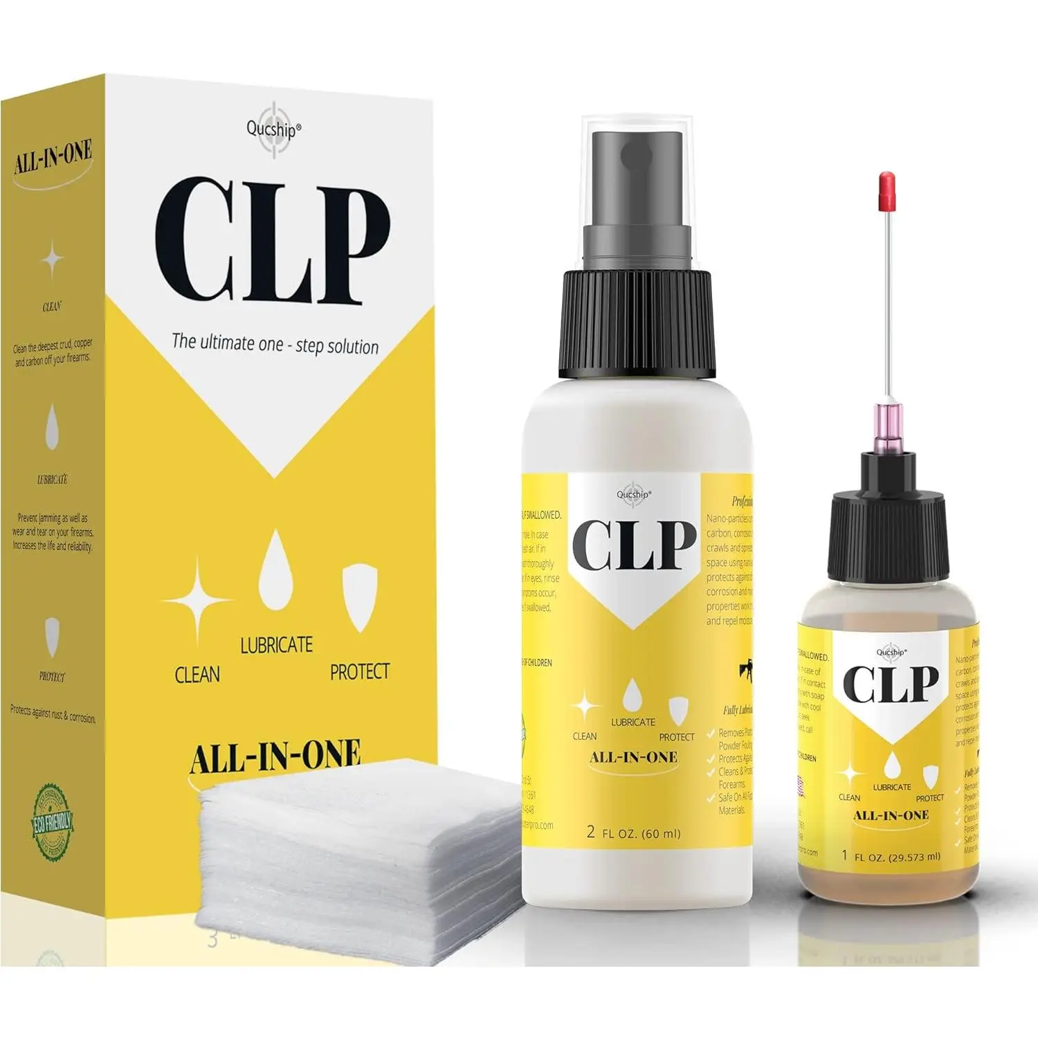 KDO Gun Oil 2 oz & 1 oz Needle Oiler Gun Lubricant, Multi-Purpose Gun Cleaning Kit Protector, Clp Gun Cleaner and Lubricant, Gun Cleaning kit with Oil and Cleaner - by Qucship