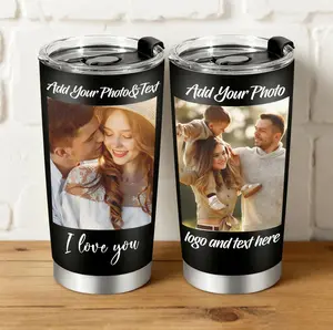 Personalized Coffee Tumbler with Picture & Text - Custom Photo Travel Mug,20oz Stainless Steel Tumbler,Valentine Birthday Anniversary Gift