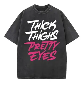 Thick Thighs Pretty Eyes Black Gym Shirt, Gym Shirt, Graphic Gym Shirt, Vintage Washed Tee Conton, Gym Shirt Women, For Men, Ful Size