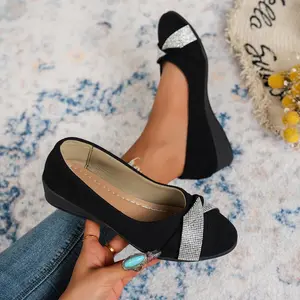 Foldable flats，Women’s Ballet Flats with Rhinestone Bow, Comfortable Slip On Dress Shoes, Closed Toe Casual Flat Shoes for Work, Walking, Office, Wedding, Party & Daily Wear