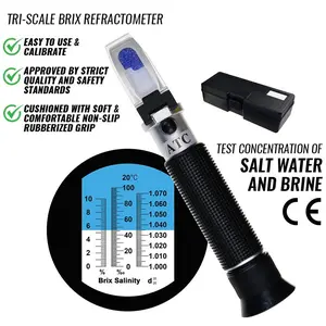 ILRE-68 Tri-Scale Refractometer Brix Salinity SG ATC Aquarium Hydroponic Tester