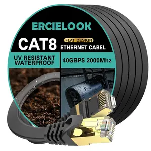 MIZIQIER Cat 8 Ethernet Cable, 40Gbps 2000Mhz High Speed Internet Network Cable, Professional LAN Cable Shielded in Wall, Indoor & Outdoor, Waterproof Cable