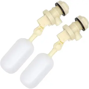 1/2" Shut Off Plastic Water Float Valve 2 Pack With Adjustable Arm Stable Float Ball Valve for Horse Cattle Goat Sheep Pig Dog Farm Water Supplies