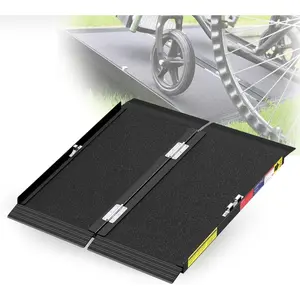 2FT Portable  Ramp with Quick-Lock, Black Seamless Non-Slip  Folding Handicap Ramp,Threshold Ramp for Doors, Wheel Chair Ramp for  Steps, Loading Dock Plates