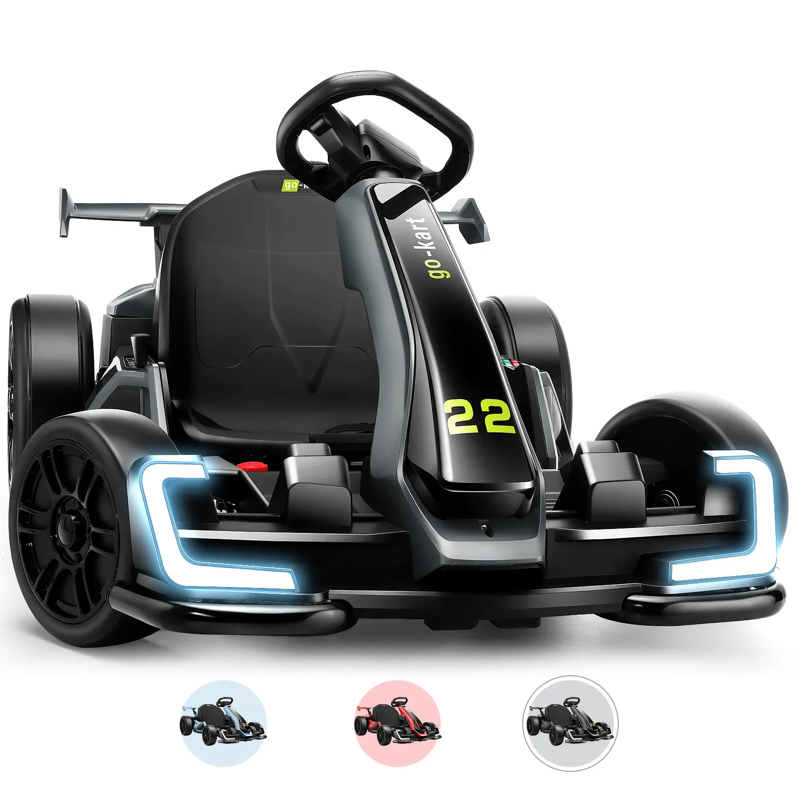 Hikole Adjustable Electric Drift Go Kart 24V 300W Motor 8.5 MPH Speed Adjustable Seat for Kids 6-12 Years Ride On Toys with Bluetooth Speakers & 3 Speed Modes,SummerVibes