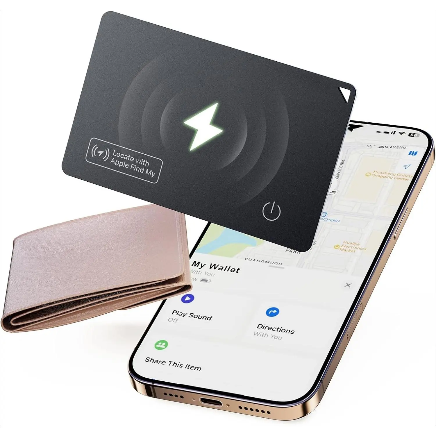 L-CDT002  Ultra-Thin Air Tag Wallet Tracker Card 0.07in IP68 Waterproof Bluetooth Tracker for Wallets, Passport, Work with Apple Find My, Wireless Charging, Anti-Loss Card Locator [Apple MFi Certified] iOS Only