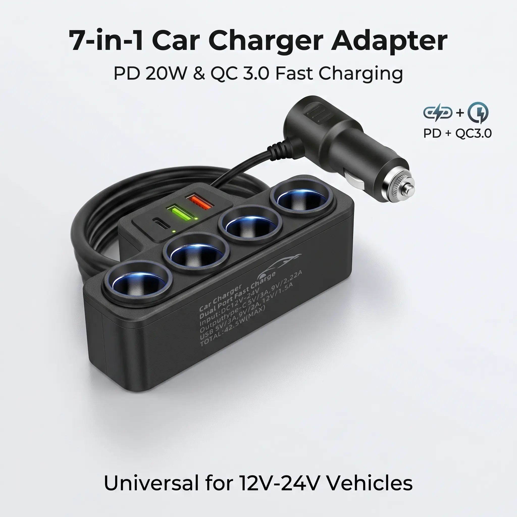 carplay cigarette lighter FathersDayGift】120W 4-Port Fast Car Charger | 12V/24V Cigarette Lighter  Splitter QC3.0 for Carplay & GPS Electronic Accessories & Most Cars Usb Car  Adapter Universal Car Adapter