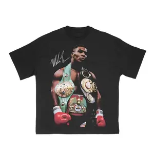 Youth Adult Mike Tyson T-Shirt, Boxing Graphic Tee, Y2k Shirt, Vintage Streetwear, Autographed T-Shirt, Sports Shirt B03 Round Neck Casual