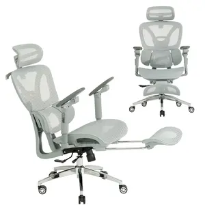 SpineSupport Lab Ergonomic Office Chair with Footrest - High Back Mesh Computer Chair for Gaming & Home Office, 3D Adjustable Lumbar Support, 6D Armrests, Big & Tall Executive Chair for Back Pain, Desk Chair w/ Headrest