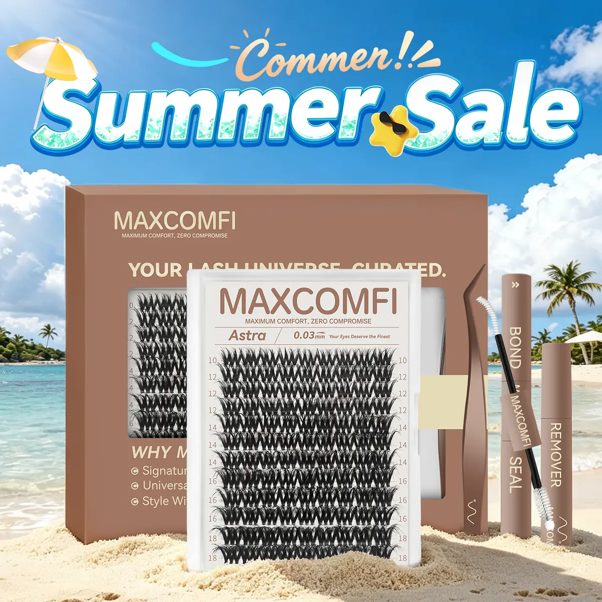 MaxComfi Astra Russian Lash Clusters - DIY Eyelash Extensions with a Soft Thin Band for a Natural, Voluminous Look, Long-Lasting and Waterproof, Russian Lashes, Cluster Lashes
