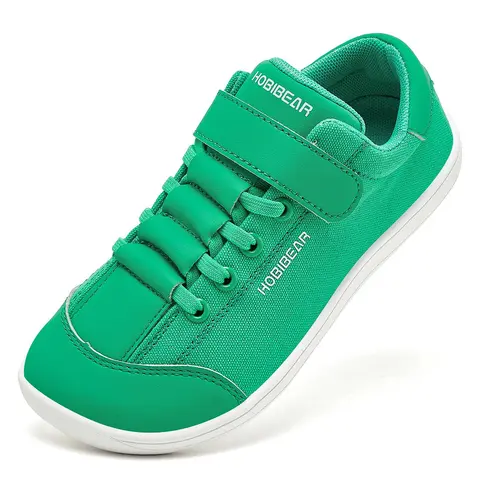 HOBIBEAR 2024 children's autumn and winter new casual sports wide toe shoes for boys and girls, Velcro comfortable barefoot canvas shoes, one foot stepping baby lightweight walking shoes, Casual Low Top Trainer Shoes