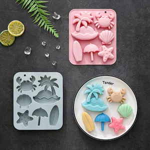 6 Pack Tropical Beach Theme Chocolate Molds Silicone Animal Candy Molds for Summer Baking Decor DIY Resin Molds Reusable Cake Candy Making Supplies
