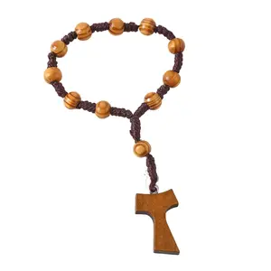 Spiritual 8mm Wood Prayer Beads with Crosses for Collectors and Believers