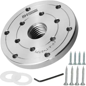 4'' Steel Wood Lathe Faceplate,Faceplate for Wood Lathe,Lathe Face Plate Fit for 1''X8TPI Spindle.