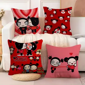 European P-Puccas Pillow Case Soft short plush cushion cover with festive Christmas print breathable fabric and an invisible zipper adds warm cozy holiday vibes perfect for winter home décor