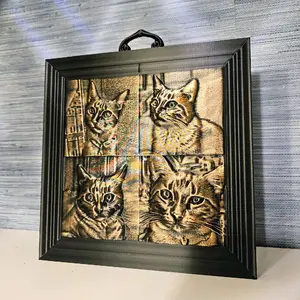 Custom 3d Printed Photos with 3d Printed Frame and Hook Hand Painted 3 dimensional Photo! Decor