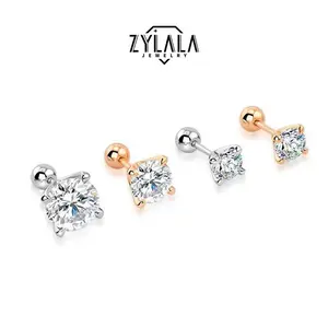 0.3/0.5/1CT Synthetic Moissanite Stud Earring Scew-back Design S925 Sterling Silver Elegant Luxury Jewelry Ideal for Anniversary Christmas Gift