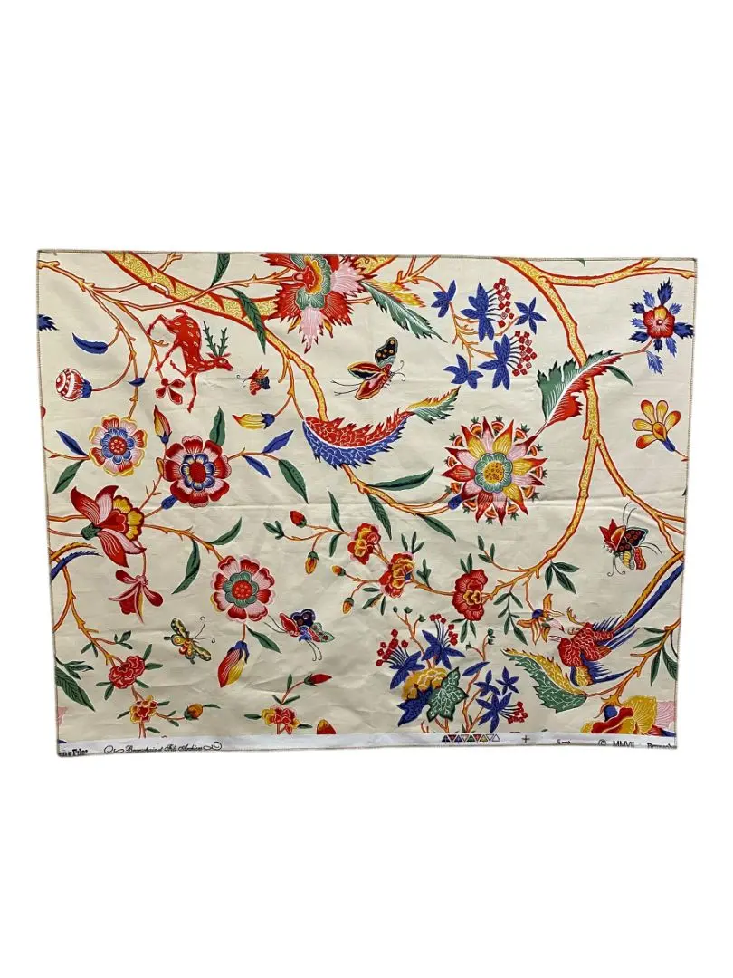 Brunschwig Fils 1 Piece Fabric Linen Cotton Blend 35 x 27.5" Selvage Flora Fauna