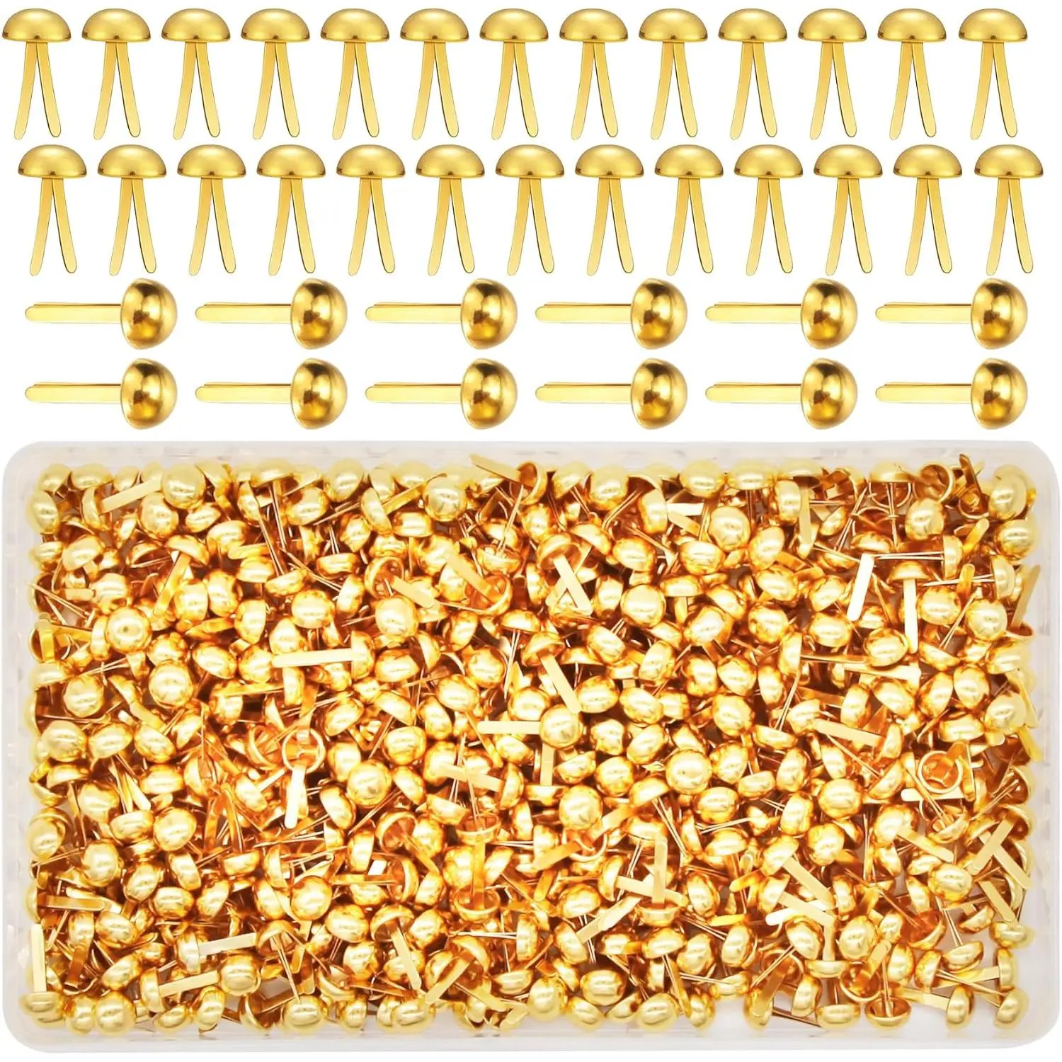 700 count Brass Fasteners Scrapbooking Brads Round  Brass Plated Fasteners for Craft Art Crafting School Decorative Scrapbooking DIY Supplies (1/2 Inch Shank, 8mm , )