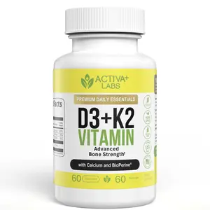 Activa Labs Vitamin D3 & K2 – Vegan, Non-GMO Bone & Teeth Support Supplement – Immune & Muscle Function – Heart Health D3 K2 Vitamins for Men & Women, Gluten & Sugar Free–60 Days Supply