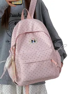 Korean Style Sweet Girl Polka Dot Backpack, Macaron Nylon Student Bookbag, Cute Casual Teenager Bag, Fashionable School Bag