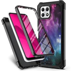 for T-Mobile Revvl-7-5G Case: (    ) w/[Built-in Screen Protector] Dual Layer Shockproof [Military-Grade][Full-Body] Protective Cover for Teen Women Man Blue Star Galaxy