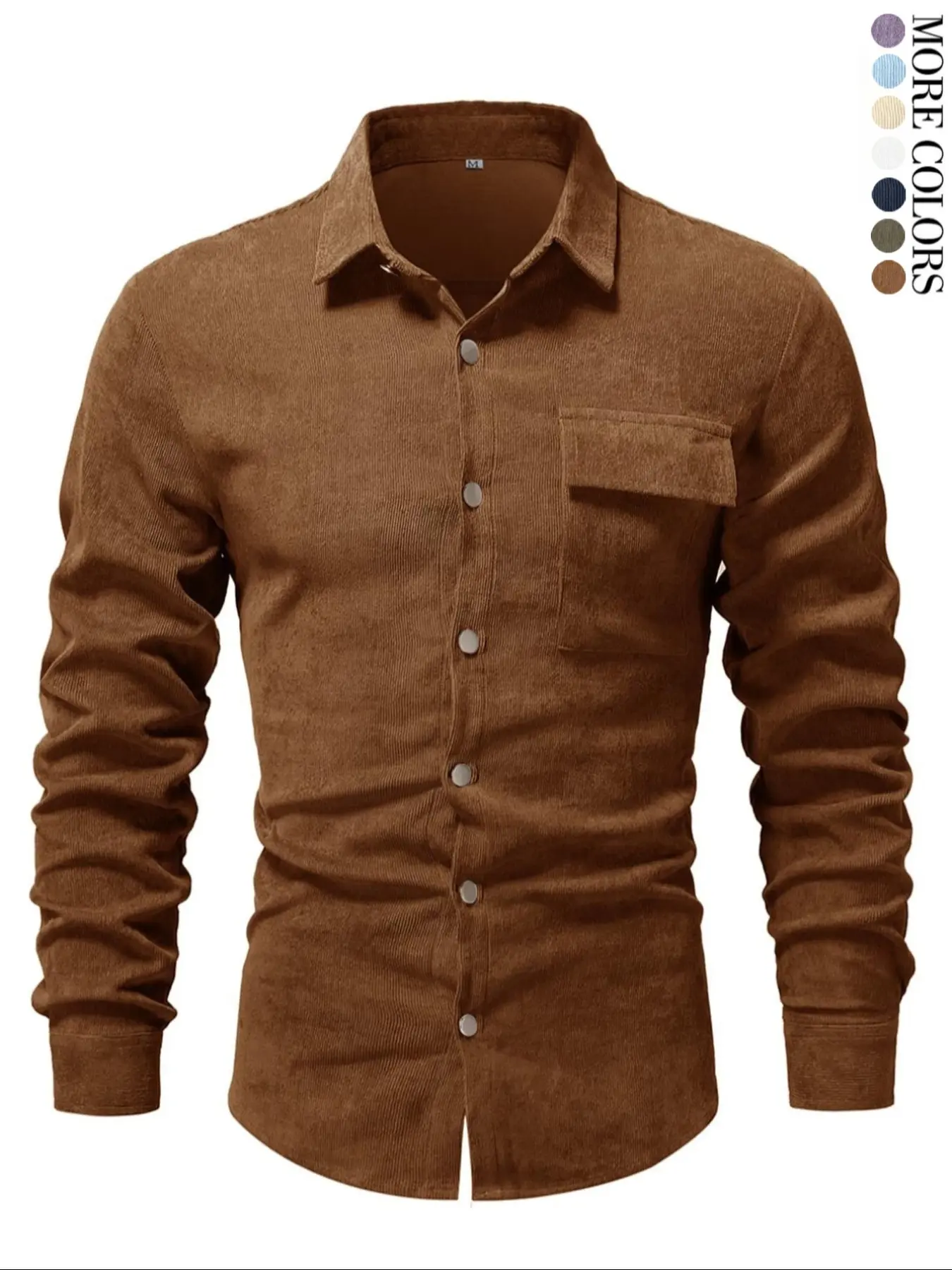 Men's Fashion Casual Business Warm Jacket Shirt, Menswear, Long Sleeve, Plain, Woven Fabric, Moderate Thickness, Fitted Style, Fall & Winter Wear