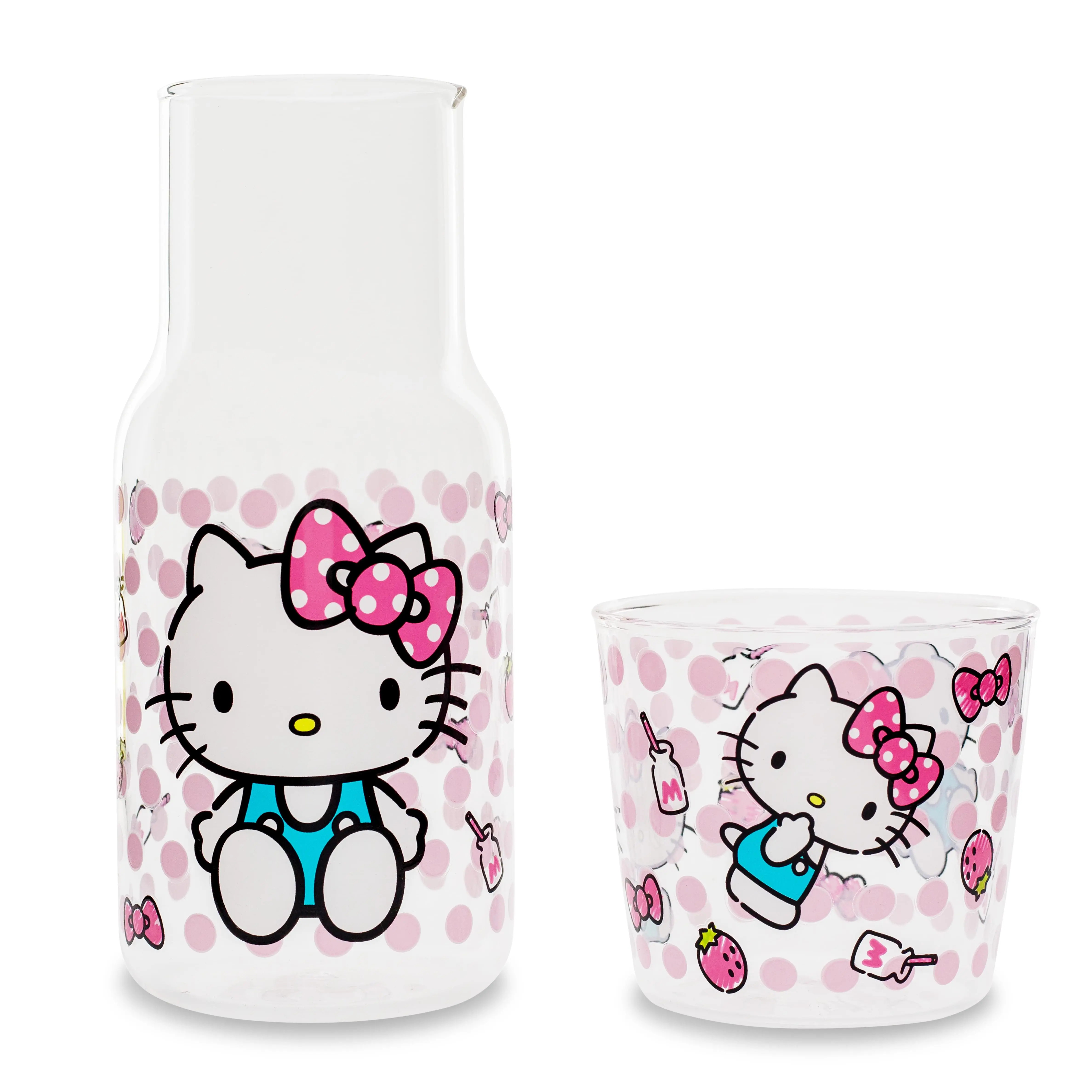 Sanrio Hello Kitty Pink Dots 18-Ounce Glass Pitcher and 8-Ounce Cup Sanrio Hello Kitty Pink Dots 18-Ounce Glass Pitcher and 8-Ounce Cup