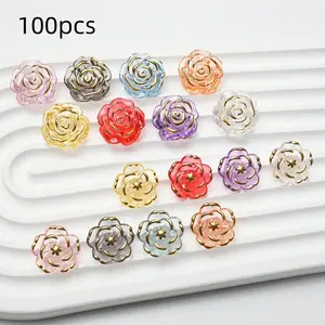 100pcs Acrylic Rose Beads Baroque Style Romantic Aesthetic Transparent Peony Beads for Jewelry Making, DIY Earrings Bracelets Keychains Gifts, DIY Beading Accessories