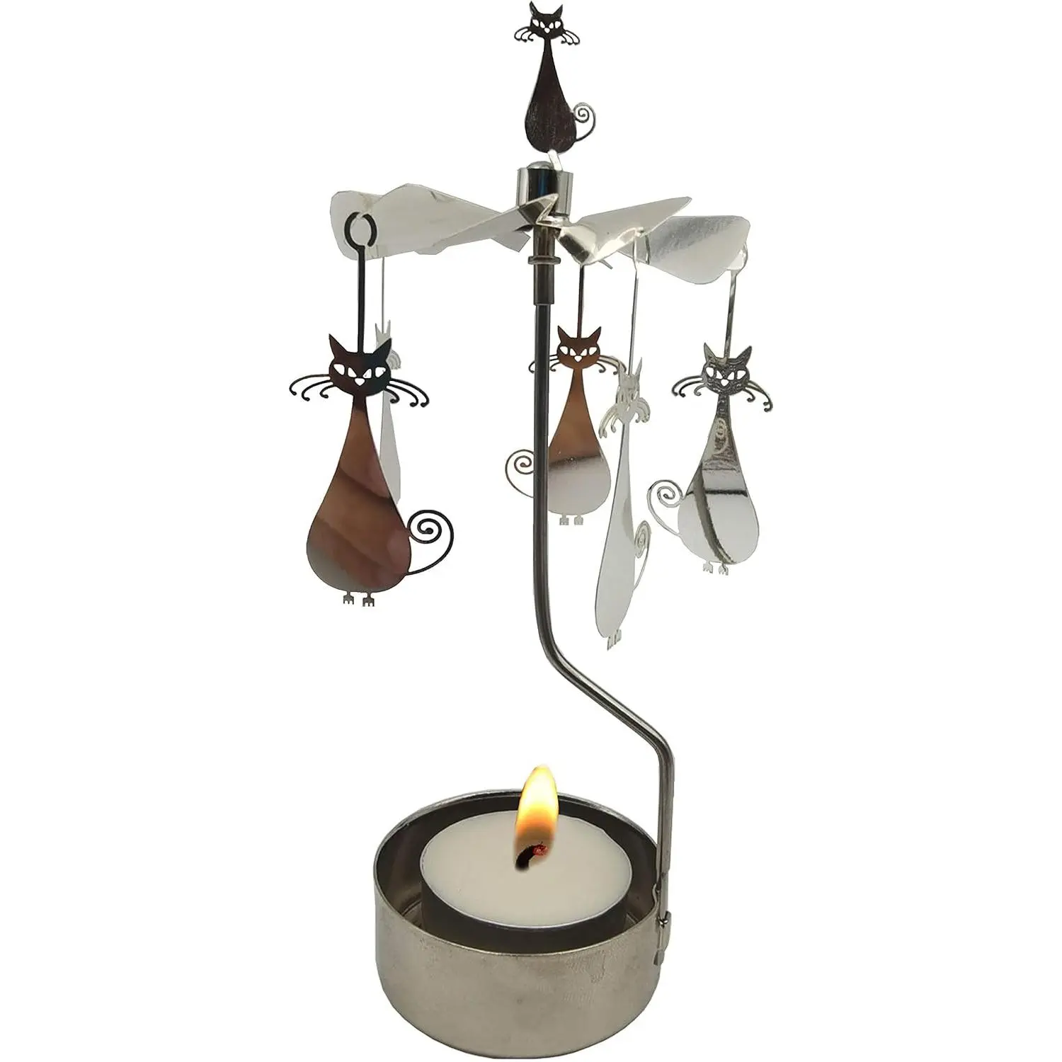 Automatic Metallic Cartoon Small Rotating Candle Holder - Durable Synthetic Modern Home Decor, Ideal for Wedding, Holiday, Birthday Light Displays, Photo Backdrops, Gift Lovers