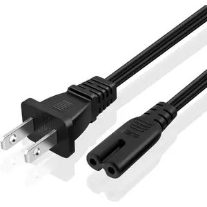 2 Prong Power Cord NEMA 1-15P to IEC320 C7 Power Cable Replacement for PS5 & PS4, Power Cord for Xbox Series S/X, Xbox One S/X, Printers, Soundbar LG, Samsung, TCL, Apple TV, 1 ft, Black