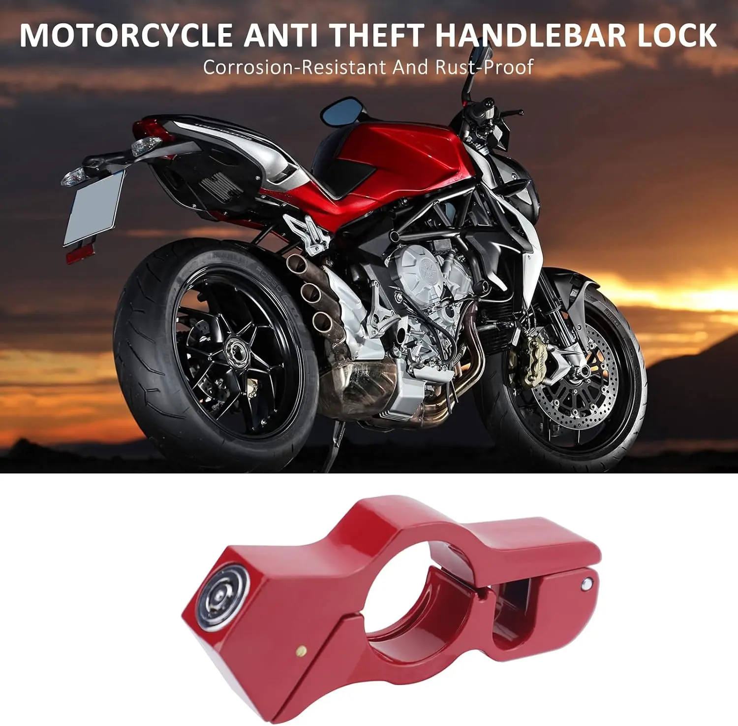 Motorcycle Locks, Helmet Locked & Brake Lock Combo, Anti Theft Motorcycles Handlebar Lock for Motor Moped Motorbike Scooters ATV Dirt Bike Street Bike Electric Scooters
