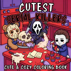 Cutest Serial Killers: A Spooky Cute Horror Parody Coloring Book for Adults Filled with Cozy Crime Scenes, Adorable Slashers and Dark Humor Paperback