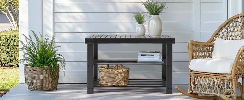 Shoe Organizer, 3-Tier Bamboo Storage Benches Organizer, Holds Up to 286 lb Entryway Bench, Suitable for Entryway Bedroom Living Room Balcony pantry