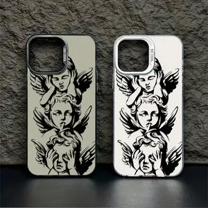 Vintage Cherub Angel Phone Case - Edgy Aesthetic for Art Lovers & Trendsetters For IPhone 17 Pro Max 16 15 14 Pro Max 13 12 11 Plus Screen Protector Iphone 16 Pro Max Curious Shockproof Soft Silicone Transparent Acrylic Protective Case L340 Protection