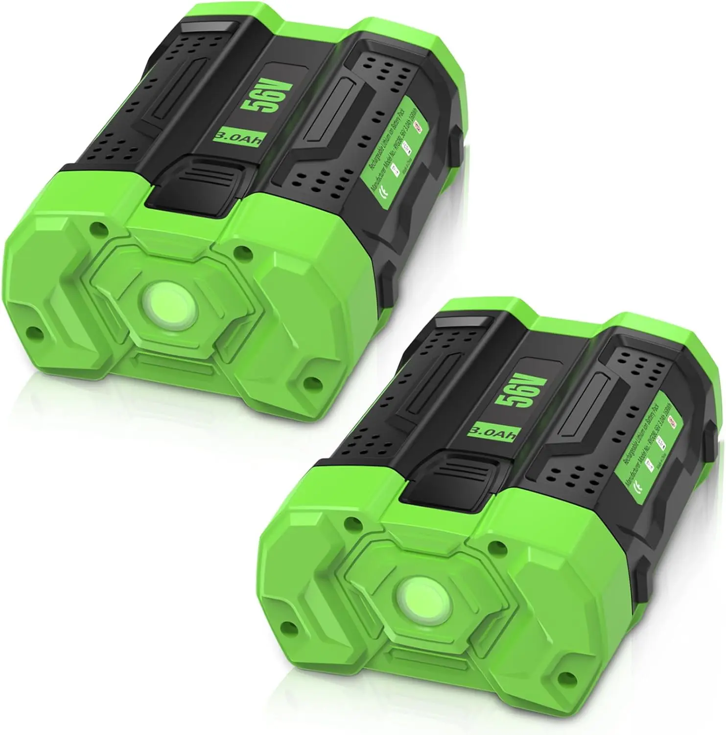 EGO 56V High Capacity Lithium-Ion Replacement Batteries (2-Pack, 3.0Ah/3000mAh, 2370g) with Over-Charge, Short-Circuit Protection, Compatible with BA2240 Lawn Mower, Leaf Blower, Chainsaw Power Tools (Black)