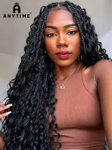 32-Inch Bohemian Braided Wig, Synthetic Lace Wigs, Full Lace Braided Cap, Handmade Lace Braids, Elegant Texture, Easy to Wear, Suitable for Women