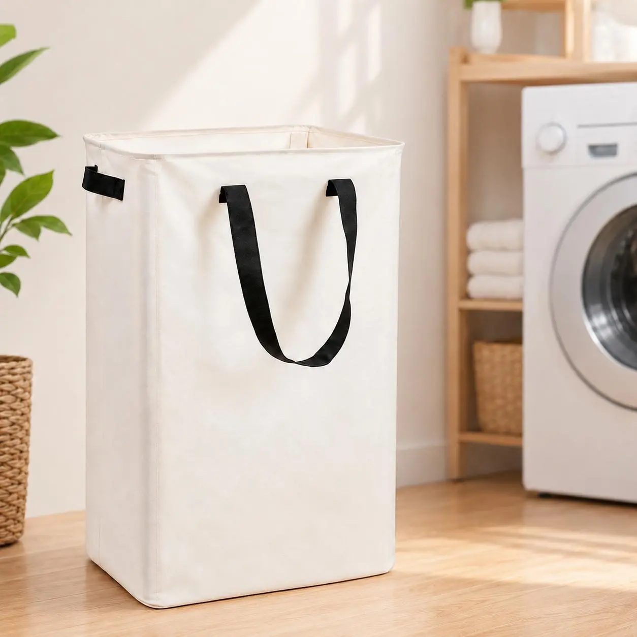 Large Collapsible Laundry Hamper with Handles, Tall Fabric Laundry Basket for Clothes, Towels & Home Storage