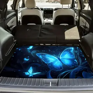 Blue Butterfly Print Car Trunk Mat, Floor Mats for Car, Fresh Blue and Orange Design, Fits Most Vehicle Models, Durable Polyester, Protects Against Wear & Tear, Stylish Interior Accessory, Car Accessories, Perfect for Christmas Gift
