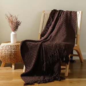 Battilo | Chenille Knitted Blanket for Bed, Spring Neutral Throw Blanket for Sofa Home Decor