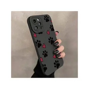 Unique Paw & Heart Pattern Phone Case, Shockproof Decorative Phone Protector Cover, Phone Accessories Compatible With IPhone 11 12 13 14 15 Series