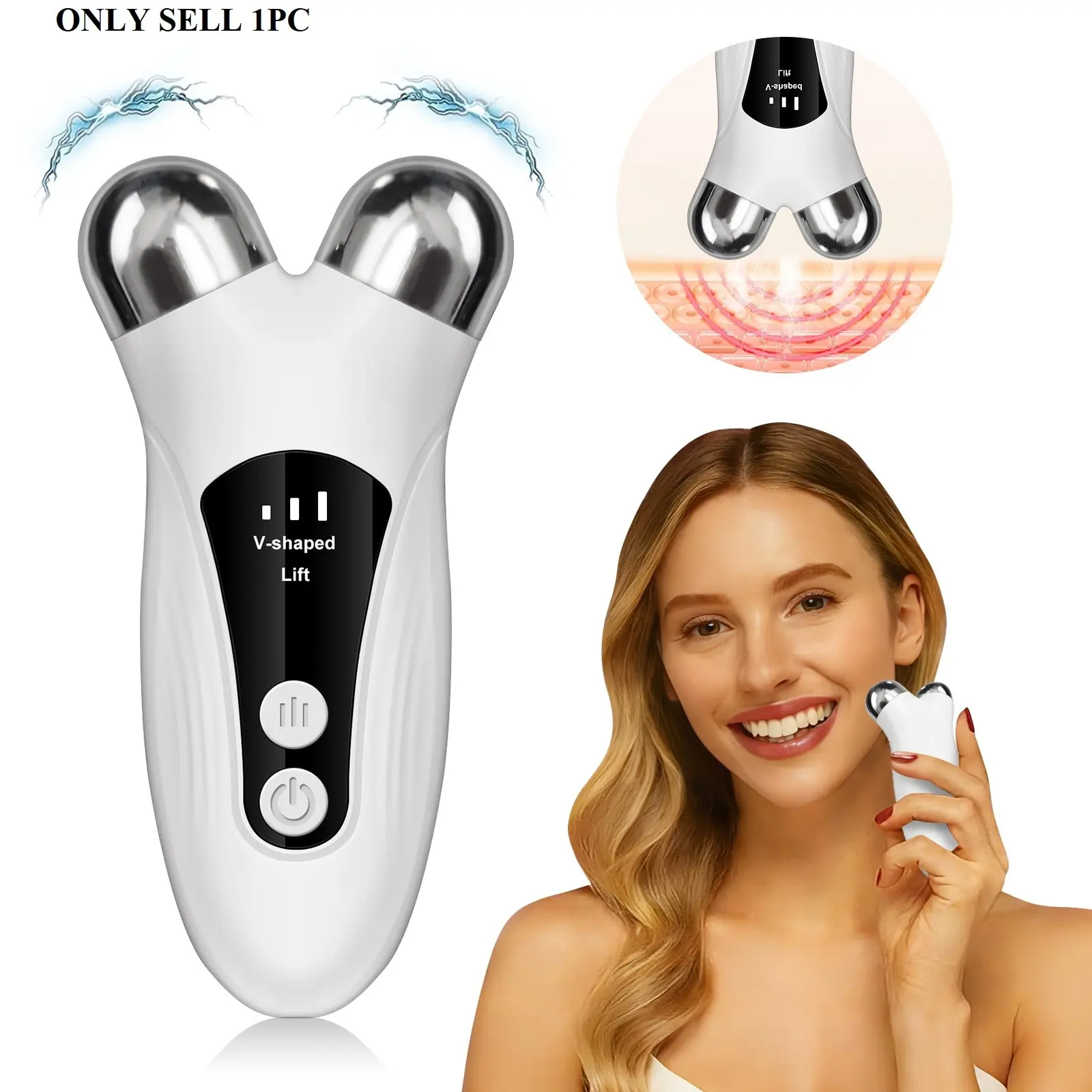 Microcurrent Massage Device, Dual Facial Neck Lifter with Heating and Vibration, Improves Loose Skin and Darkened Complexion, Perfect Gift